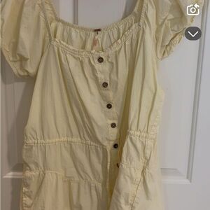 Free People Yellow Button-Down Dress